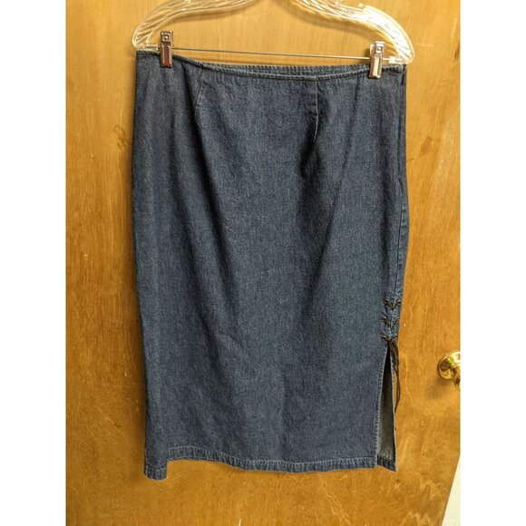 Westbound Petites Denim Jean Skirt Size 12P Western Modest Womens Straight Slit - Picture 1 of 6